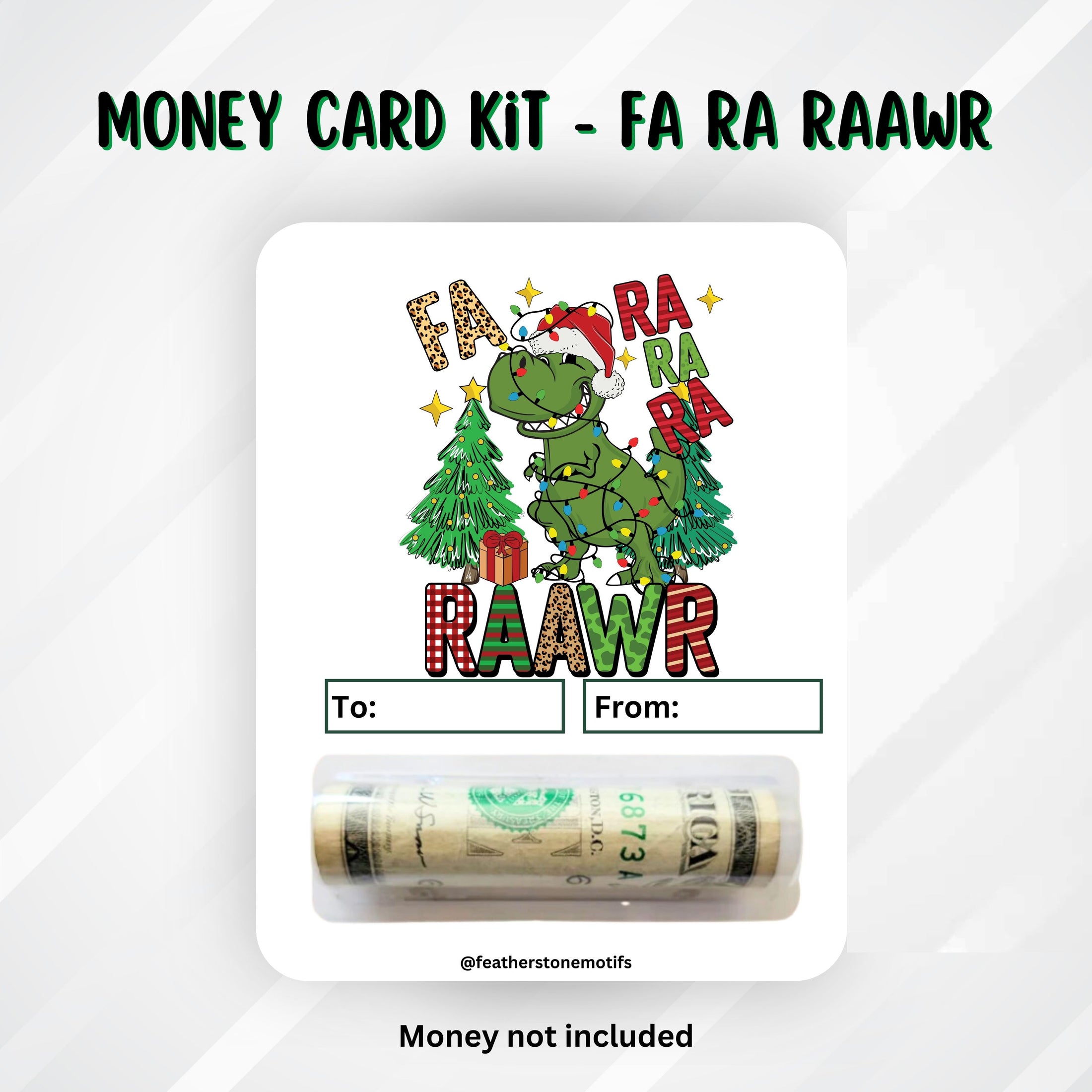 This image shows the money tube attached to the Fa Ra Raawr Money Card.