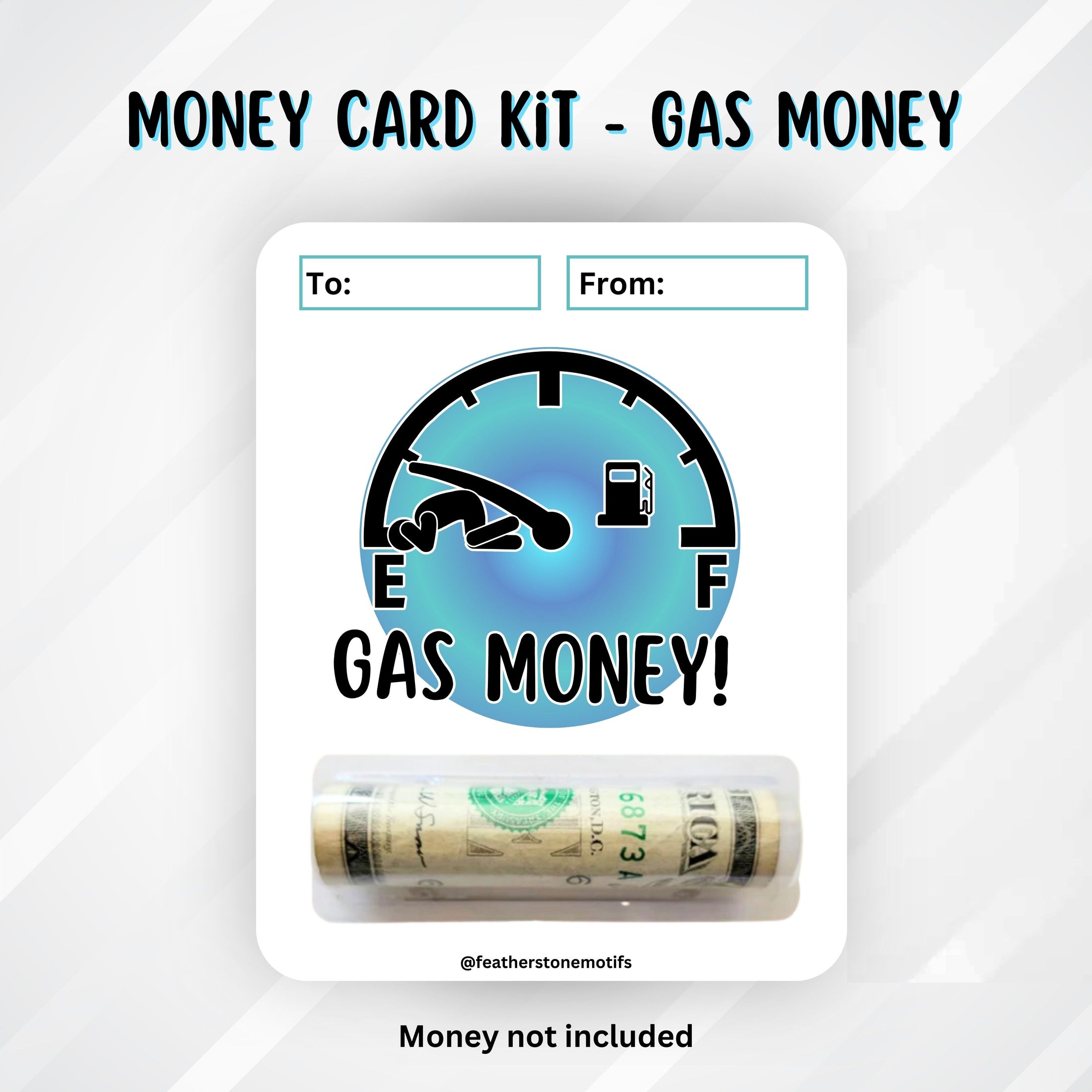 This image shows the money tube attached to the Gas Money 1 Money Card.