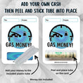 Load image into Gallery viewer, This image shows how to attach the money tube to the Gas Money 1 Money Card.
