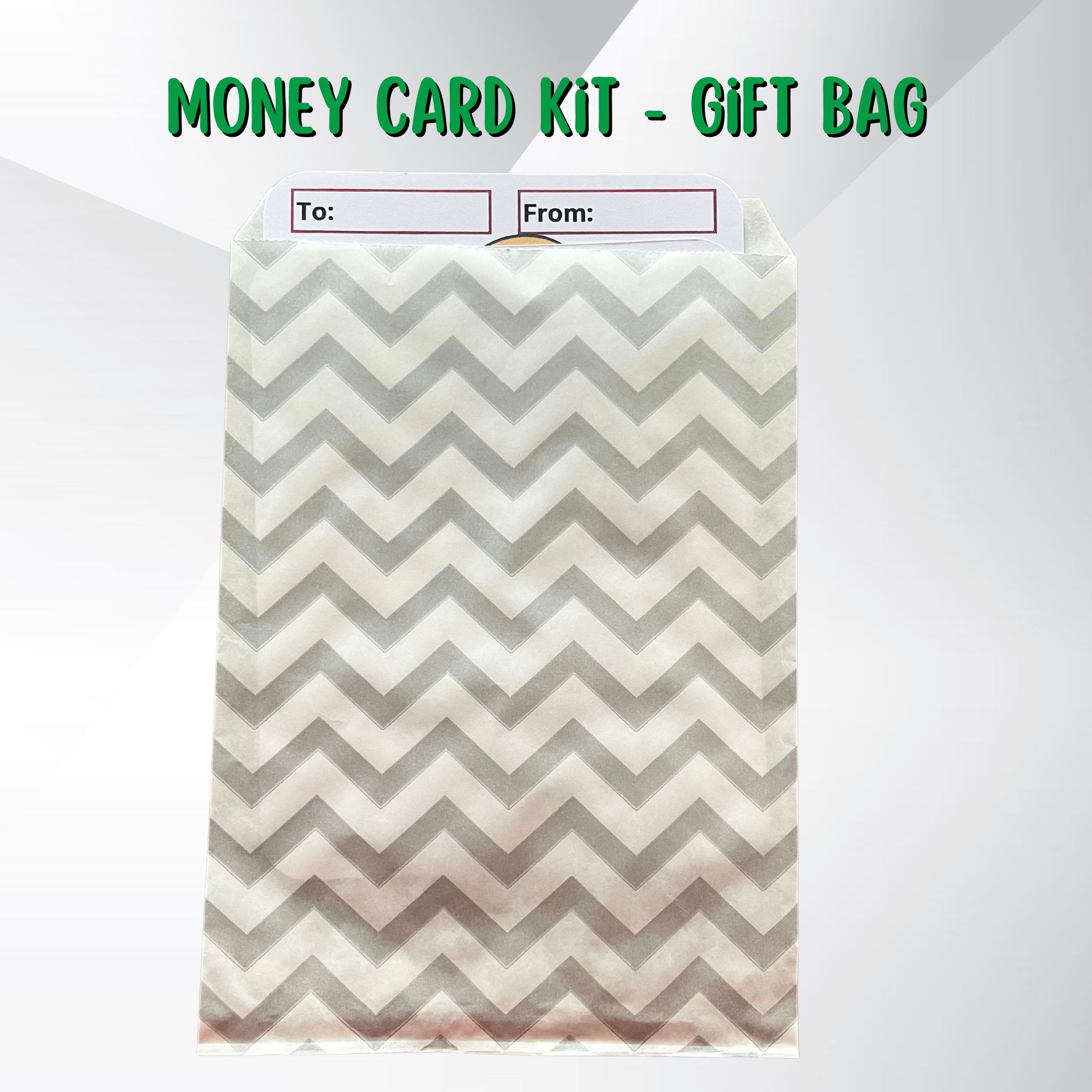 This image shows a money card inside a gift bag.