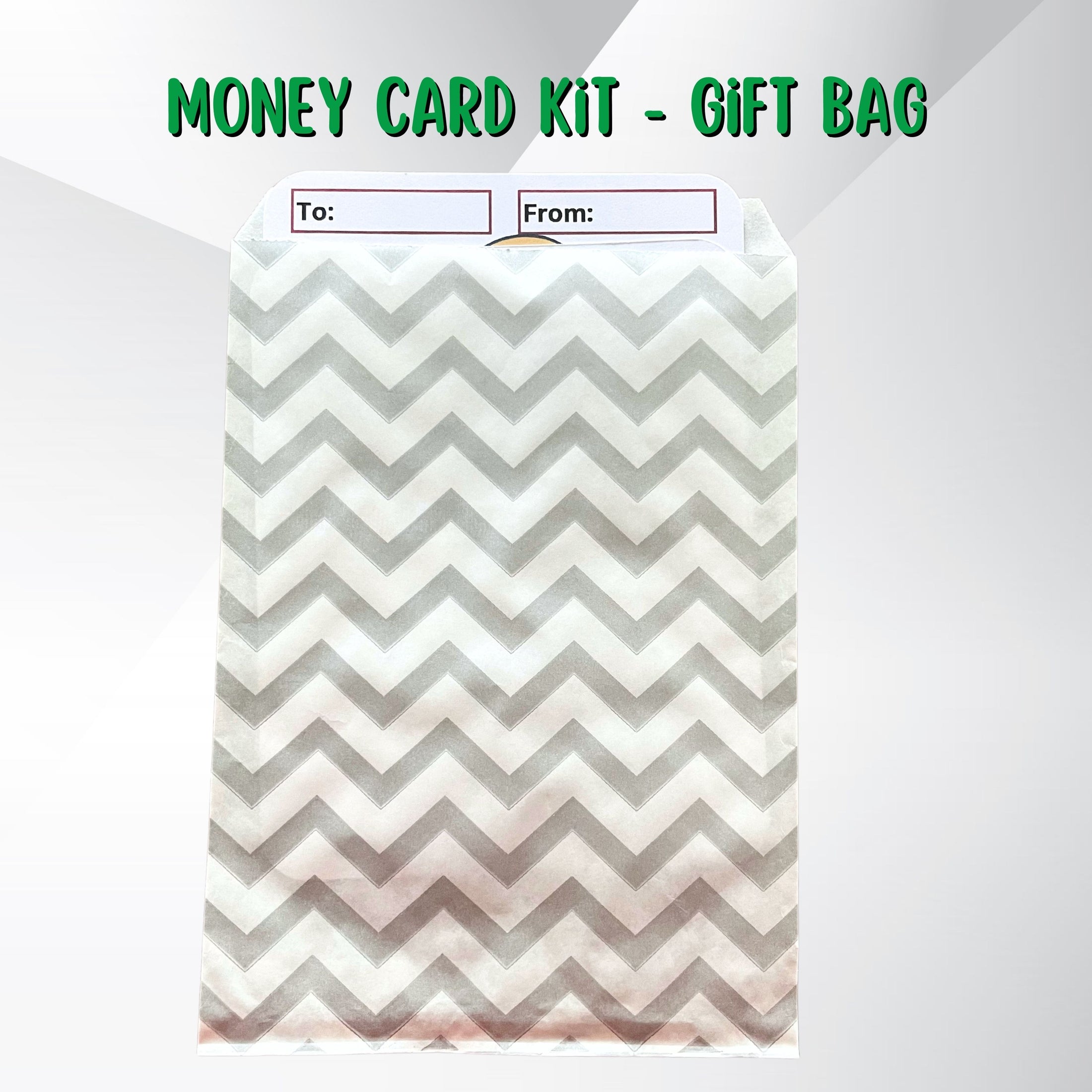 This image show a money card inside the included gift bag.