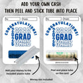 Load image into Gallery viewer, This image shows how to attach the money tube to the 2026 Grad Graduation Money Card Kit.
