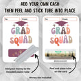 Load image into Gallery viewer, This image shows how to attach the money tube to the Grad Squad Money Card.
