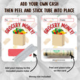 Load image into Gallery viewer, This image shows how to attach the money tube to the Grocery Money card.
