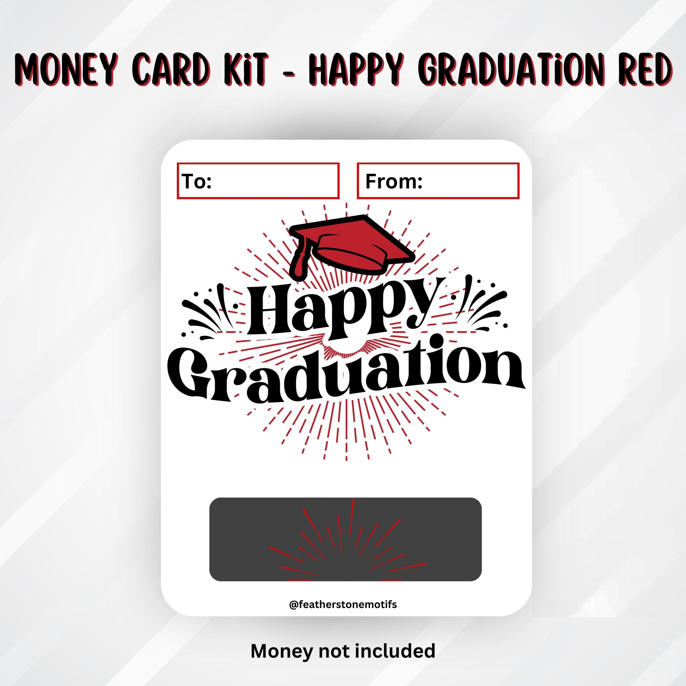 This image shows the Red Happy Graduation Money Card without the money tube.