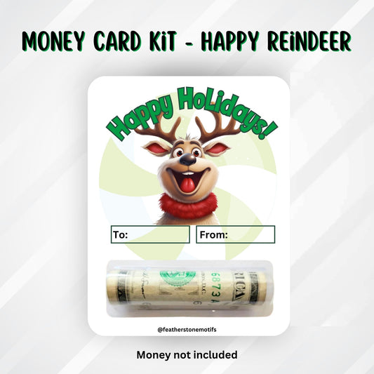 This image shows the money tube attached to the Happy Reindeer Money Card.