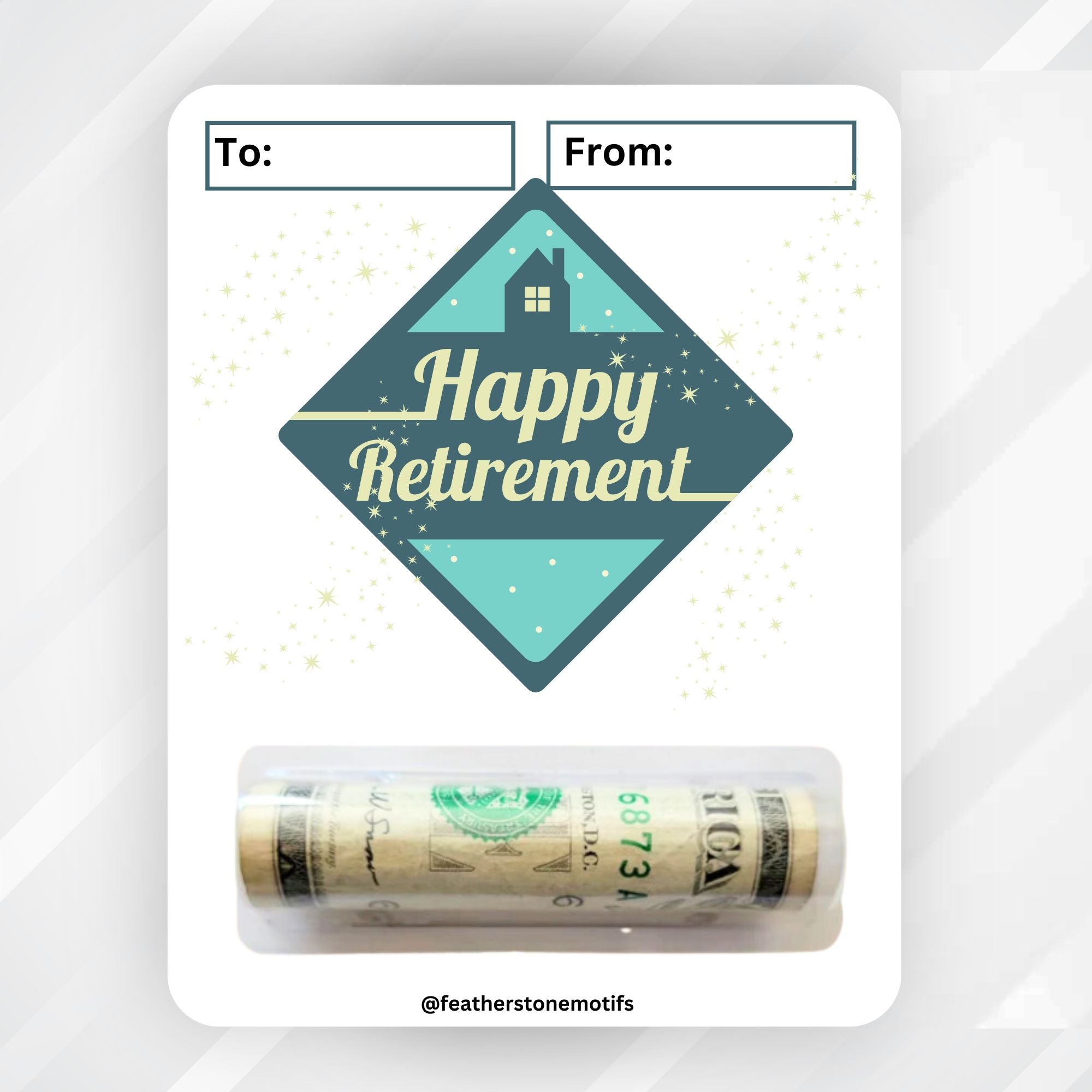 This image shows the Happy Retirement 1 Retirement Money Card Kit with the money tube attached.