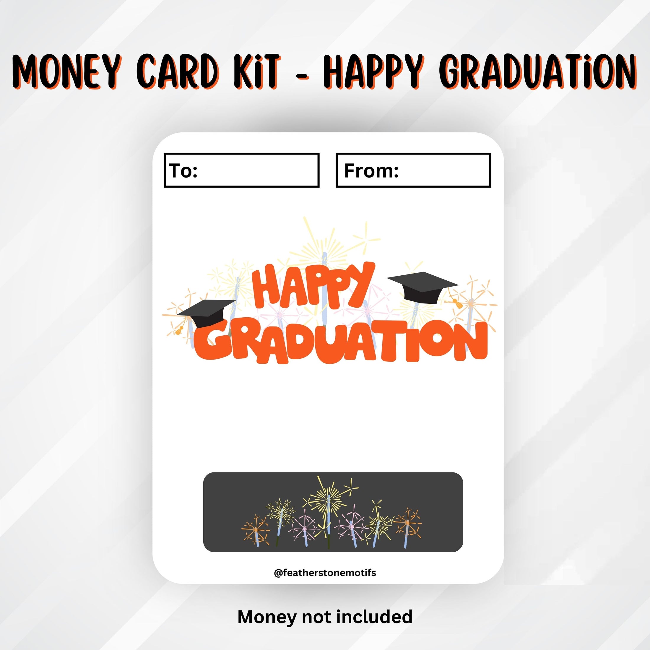 This image shows the Orange Happy Graduation Money Card without the money tube attached.