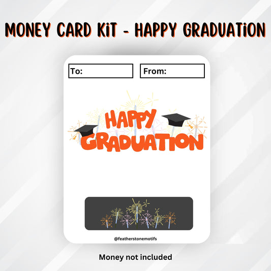 This image shows the Orange Happy Graduation Money Card without the money tube attached.