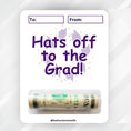 Load image into Gallery viewer, This image shows the money card attached to the Purple Hats off to the Grad Money Card.
