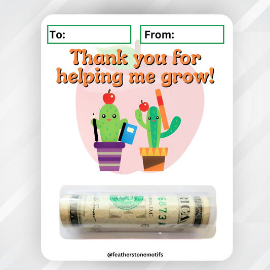 This image shows the Helping me grow Teacher Money Card Kit.