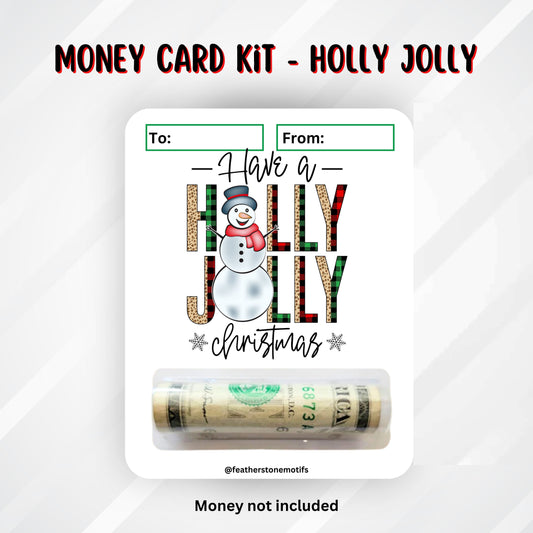 This image shows the money tube attached to the Holly Jolly Money Card.