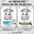 Load image into Gallery viewer, This image shows how to attach the money tube to the Hoppy Easter 2 Easter Money Card.
