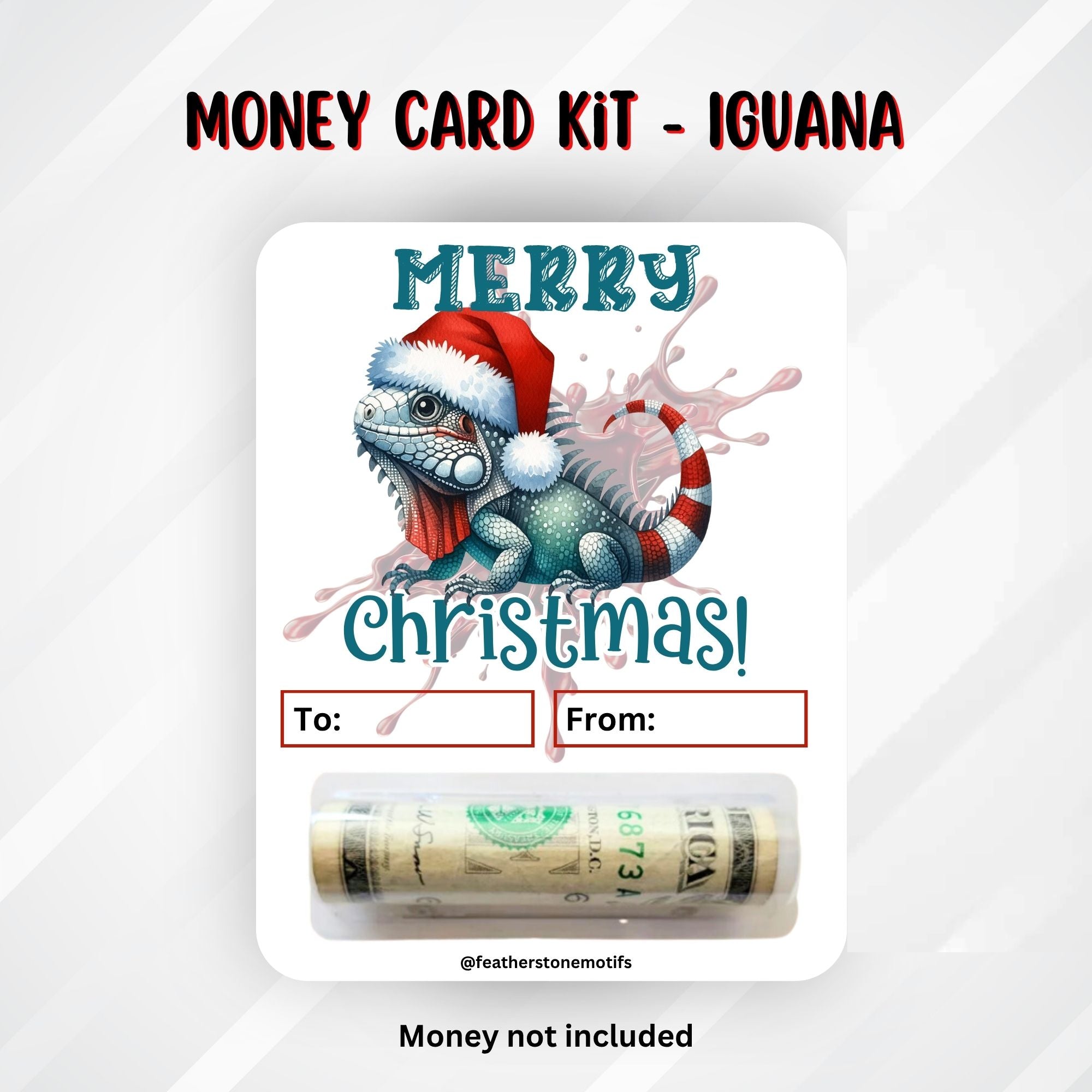 This image shows the money tube attached to the Iguana Money Card.