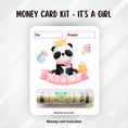 Load image into Gallery viewer, This image shows the money tube attached to the It's a Girl Money Card.
