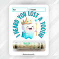 Load image into Gallery viewer, This image shows the money tube attached to the Lost a Tooth Money Card Kit.
