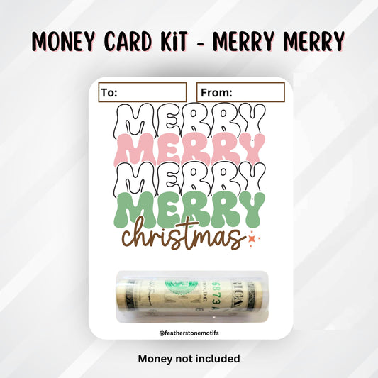 This image shows the money tube attached to the Merry Merry money card.