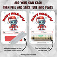 Load image into Gallery viewer, This image shows how to attached the money tube to the Robot money card.
