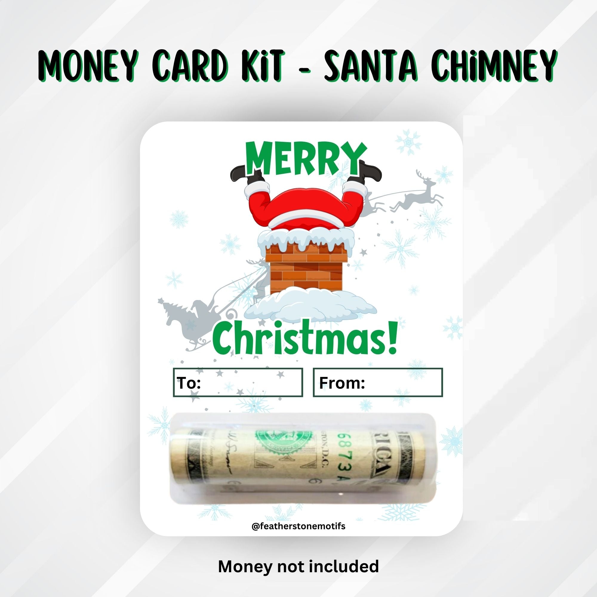 This image shows the money tube attached to the Santa Chimney Money Card.