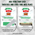 Load image into Gallery viewer, This image shows how to attach the money tube to the Santa Chimney Money Card.
