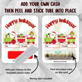 Load image into Gallery viewer, This image shows how to attach the money tube to the Santa Train Money Card.
