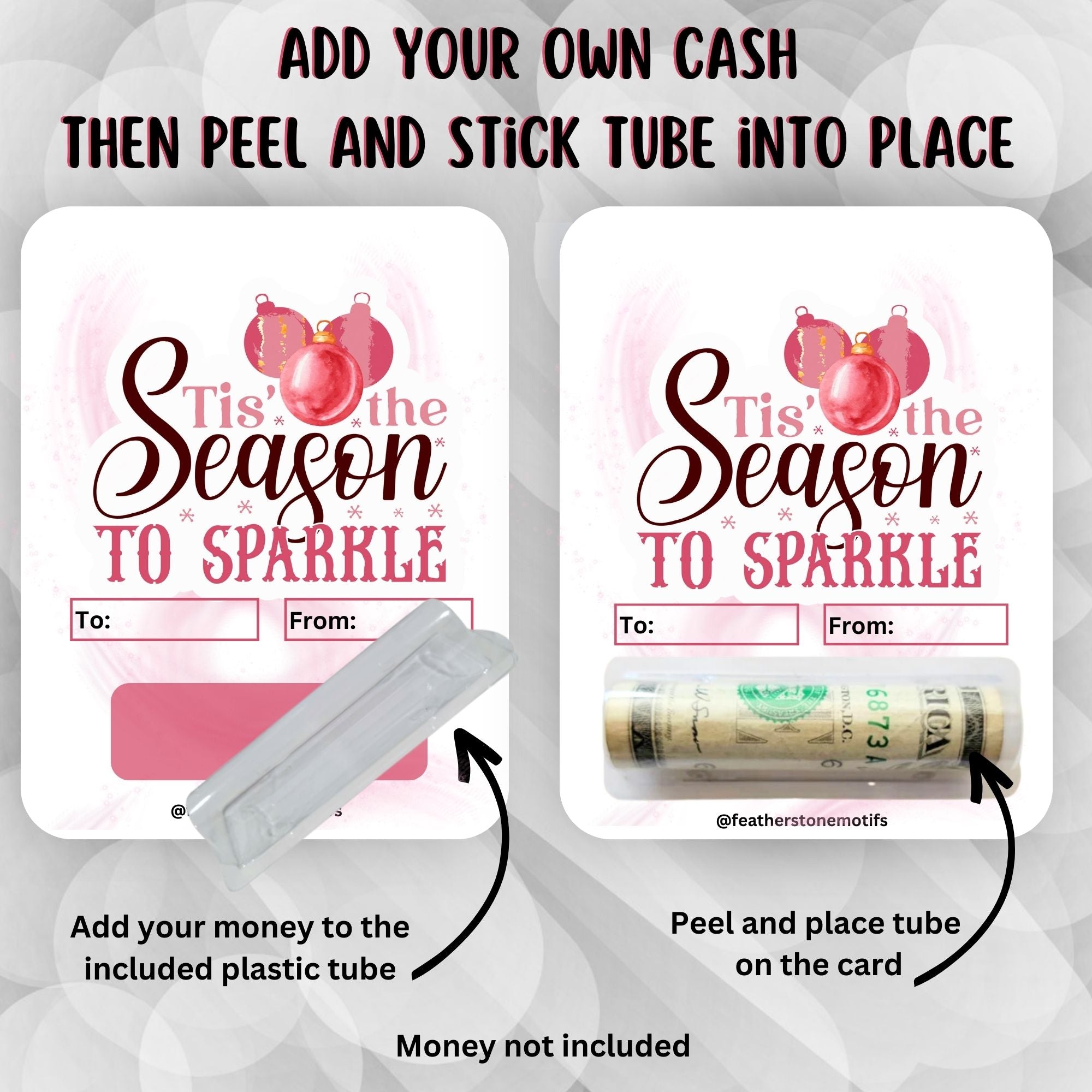 This image shows how to attach the money tube Season to Sparkle Money Card