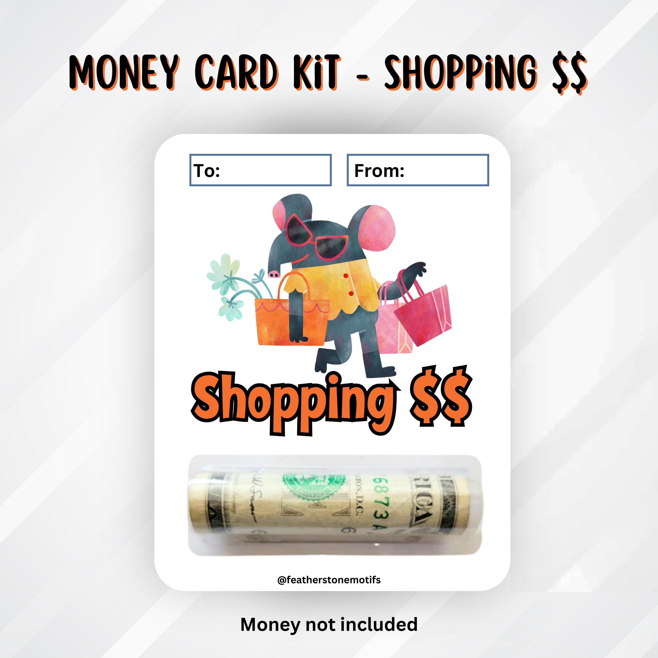 This image shows the money card attached to the Shopping $$ Money Card.