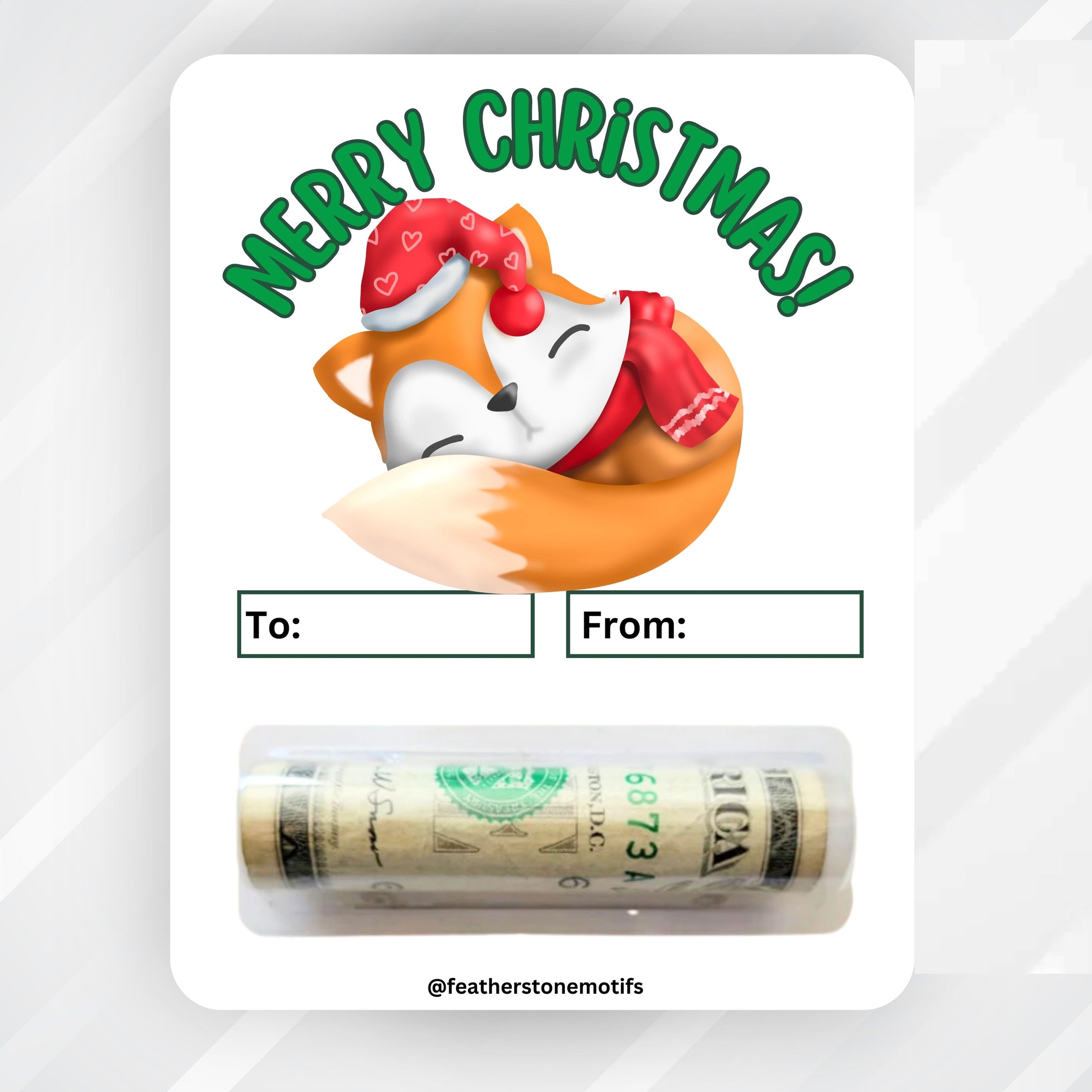 This image shows the money tube attached to the Sleepy Fox Money Card.