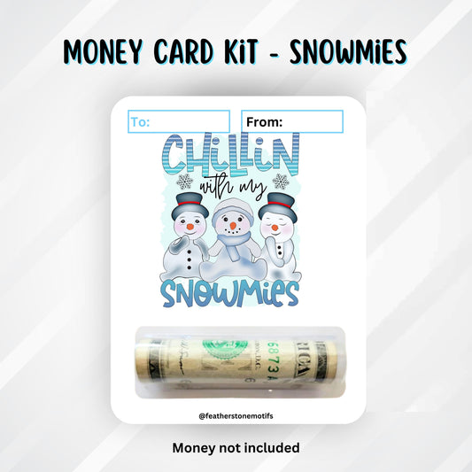 This image shows the money tube attached to the Snowmies Money Card.