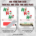 Load image into Gallery viewer, This image shows how to attach the money tube to the Sports Ho Ho Ho money card.
