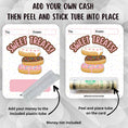 Load image into Gallery viewer, This image shows how to attach the money tube to the Sweet Treats Money Card.

