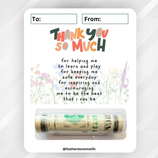 This image shows the Thank You So Much Teacher Money Card Kit.