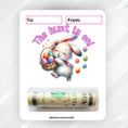 Load image into Gallery viewer, This image shows the money tube attached to The hunt is on 4 Easter Money Card.
