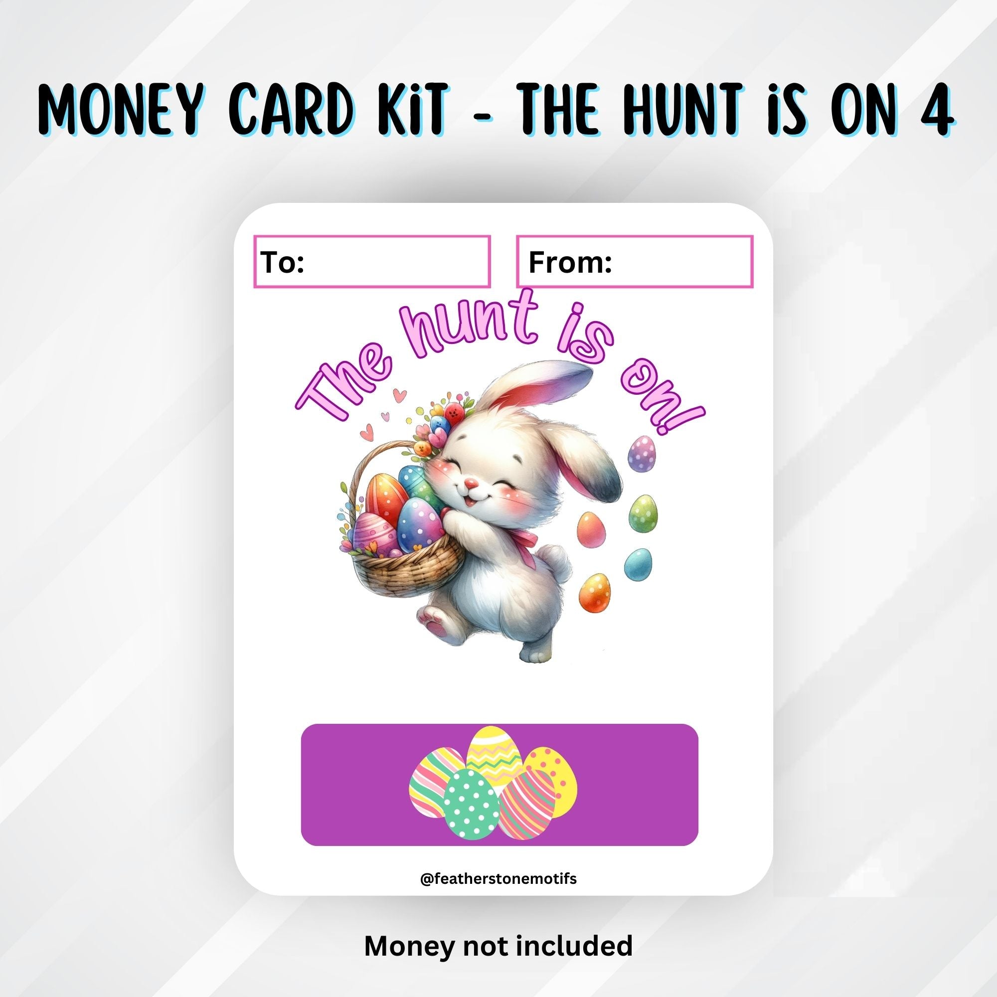 This image shows The hunt is on 4 Easter Money Card without the money tube.