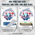 Load image into Gallery viewer, This image shows how to attach the money card to the Blue Monster Valentine Money Card.
