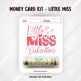 Load image into Gallery viewer, This image shows the money tube attached to the Little Miss Valentine Money Card.
