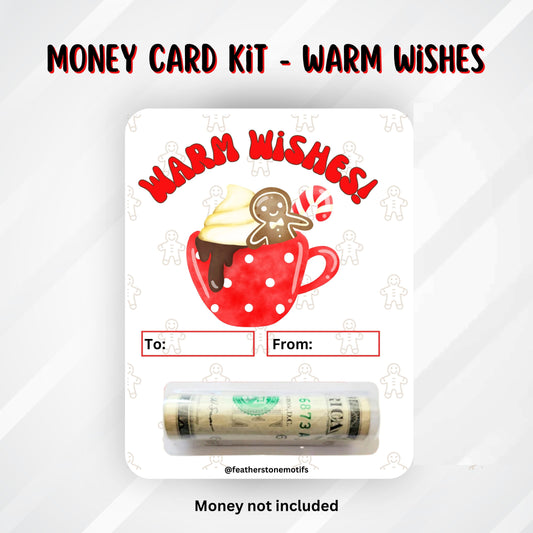 This image shows the money tube attached to the Warm Wishes money card.