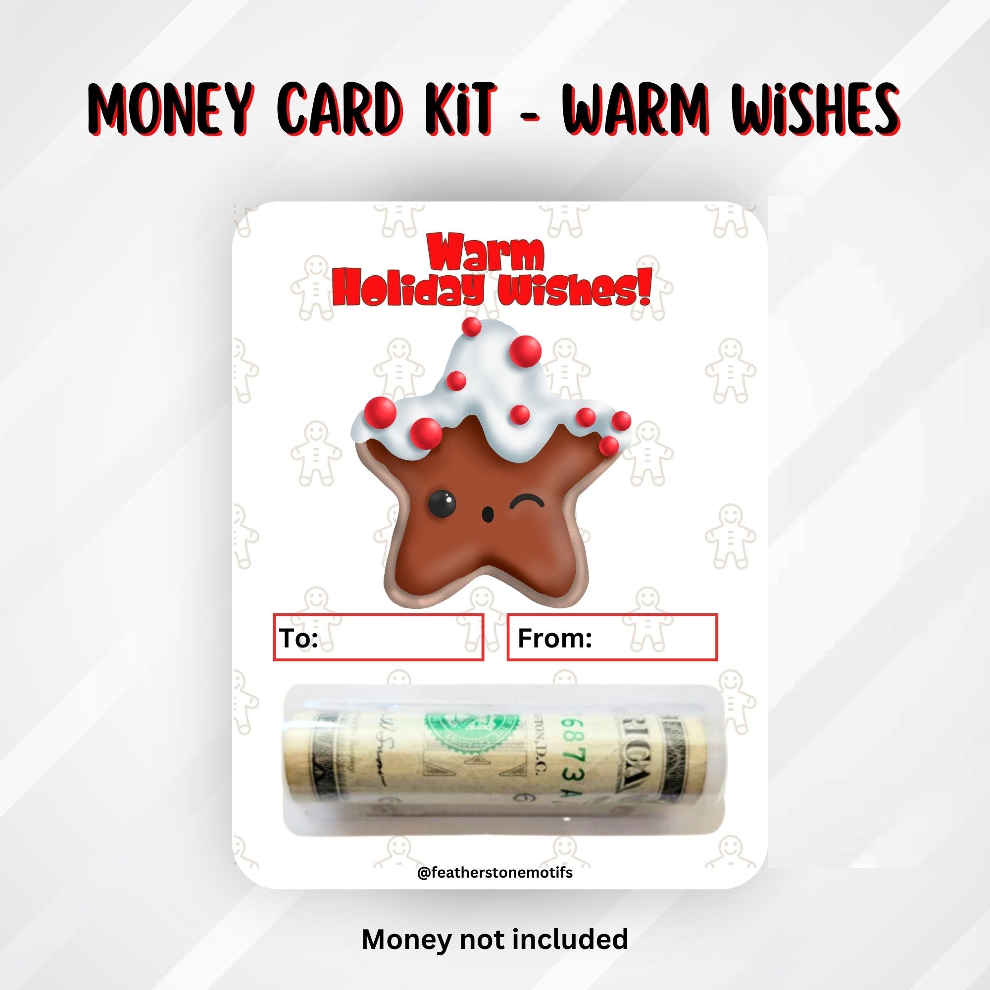 This image shows the money tube attached to the Warm Wishes Money Card.