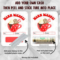 Load image into Gallery viewer, This image shows how to attach the money tube to the Warm Wishes money card.

