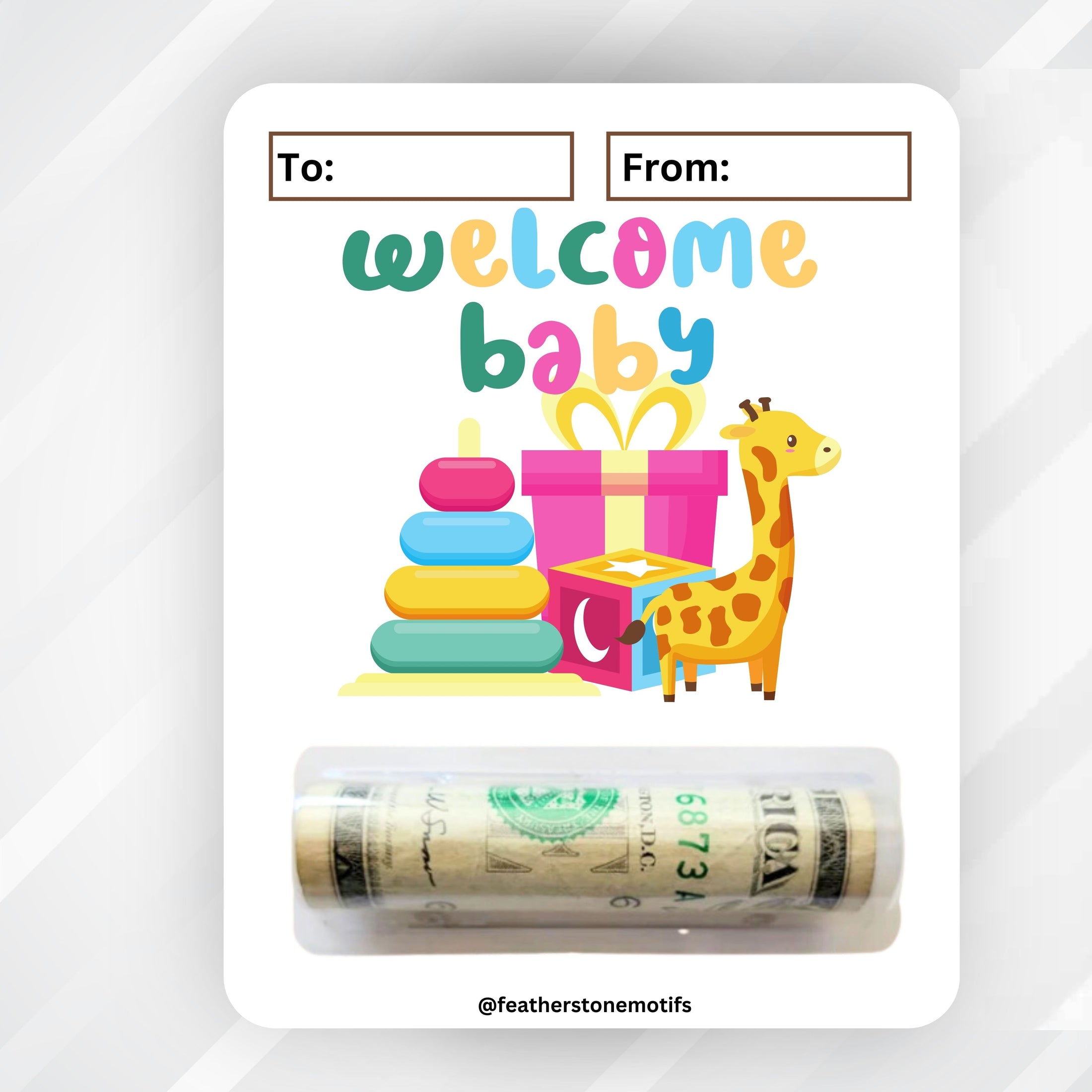 This image shows the money card attached to the Welcome Baby Money Card.