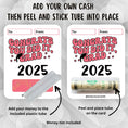 Load image into Gallery viewer, This image shows how to attach the money tube to the You Did It 2025 Graduation Money Card Kit.
