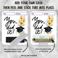 Load image into Gallery viewer, This image shows how to attach the money tube to the You Did It! Money Card.
