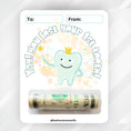 Load image into Gallery viewer, This image shows the money tube attached to the Lost Your 1st Tooth Money Card Kit.
