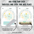 Load image into Gallery viewer, This image shows how to attach the money tube to the Lost Your 1st Tooth Money Card Kit.
