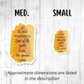 Load image into Gallery viewer, This image shows the medium and small holiday stickers side-by-side for a size comparison, and it says “Approximate dimensions are listed in the description.

