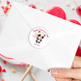 Load image into Gallery viewer, This image shows the personalized valentine sticker on the back of an envelope.
