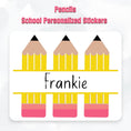 Load image into Gallery viewer, This cover image shows the personalized schooThis cover image shows the personalized school sticker on a cloudy background.l sticker on a cloudy background.
