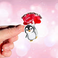 Load image into Gallery viewer, This image shows a hand holding the personalized valentine sticker.
