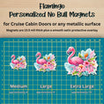 Load image into Gallery viewer, This image shows the 3 Flamingo magnet sizes - medium approx. 4", large approx. 5", and extra large approx. 7.5".
