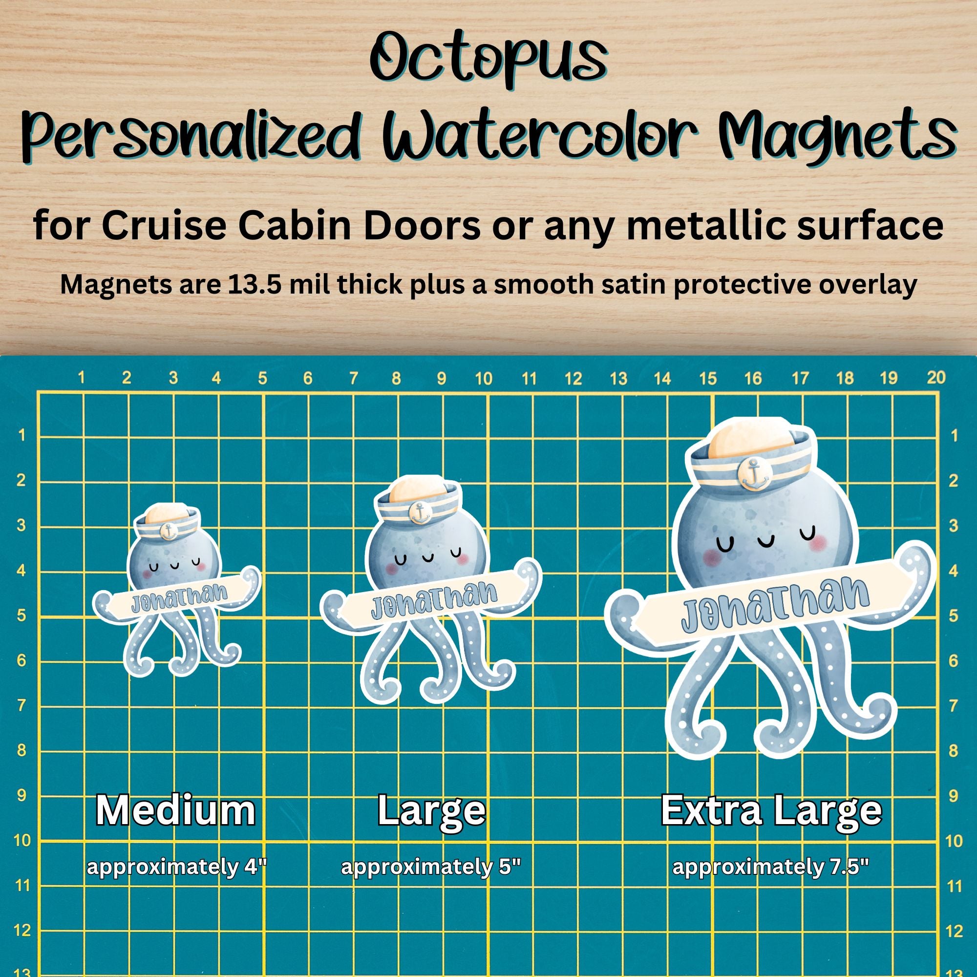 This image shows the Octopus magnet in 3 sizes - medium, large, and extra large.